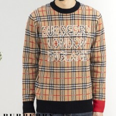 수입 체크 스웨터 로고 Beige Jacquard Check Logo Sweater